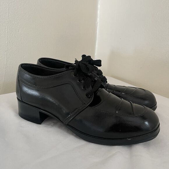 ROBINSON’S SHOEMAKERS Vintage 70s Non Slip Lace Up Oxfords, Black- Size 6 - Picture 6 of 10